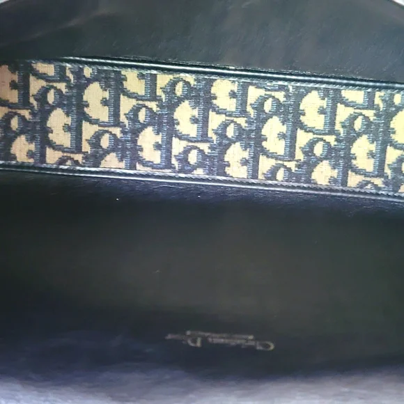 Auth 💞Christian Dior Vintage Navy Jacquard Shoulder Bag W/Adjustable Strap - Picture 6 of 14